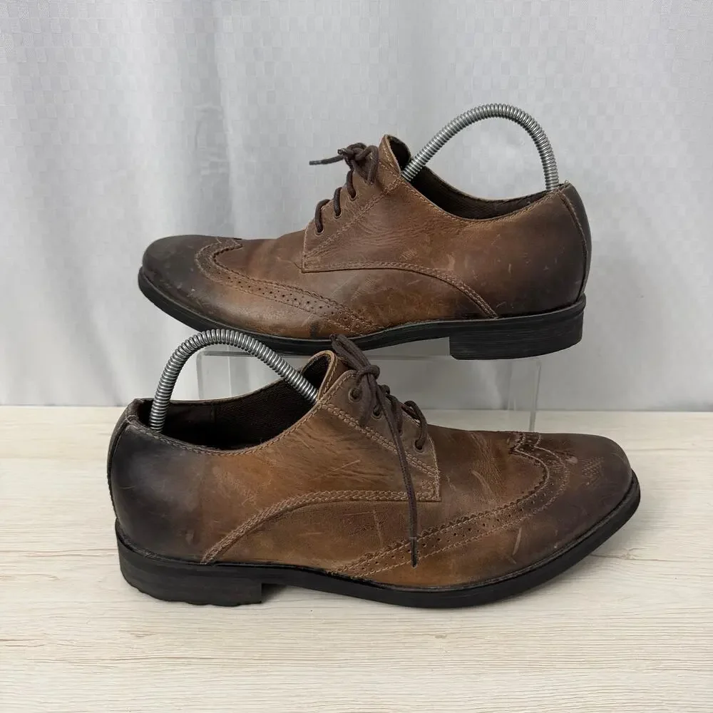 Bed Stu Shoes Mens Size 10.5 Wingtip Oxford Dress Brown Leather Distressed